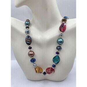 Artisan Crafted Mixed Glass Bead Necklace 18"